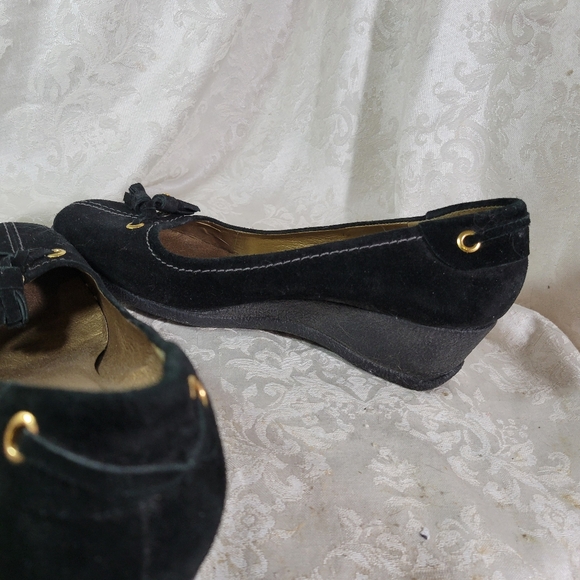 Talbot's Ladies Black Suede Leather Slip-on Wedged Heels - size 7M - EUC - Picture 6 of 9